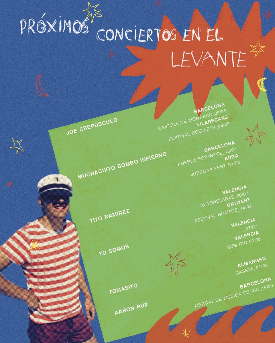 Volcanmusica's tweet photo. @florentyyo @danidicostas @zenetoficial @muchachitobombo @Crepus @yosomosband @tomasitooficial @oxiscopio 🌇AL SOLETE DEL LEVANTE

@Crepus
@muchachitobombo
#TitoRamirez
@yosomosband
@tomasitooficial
#AaronRux https://t.co/IdSmwRP0YF