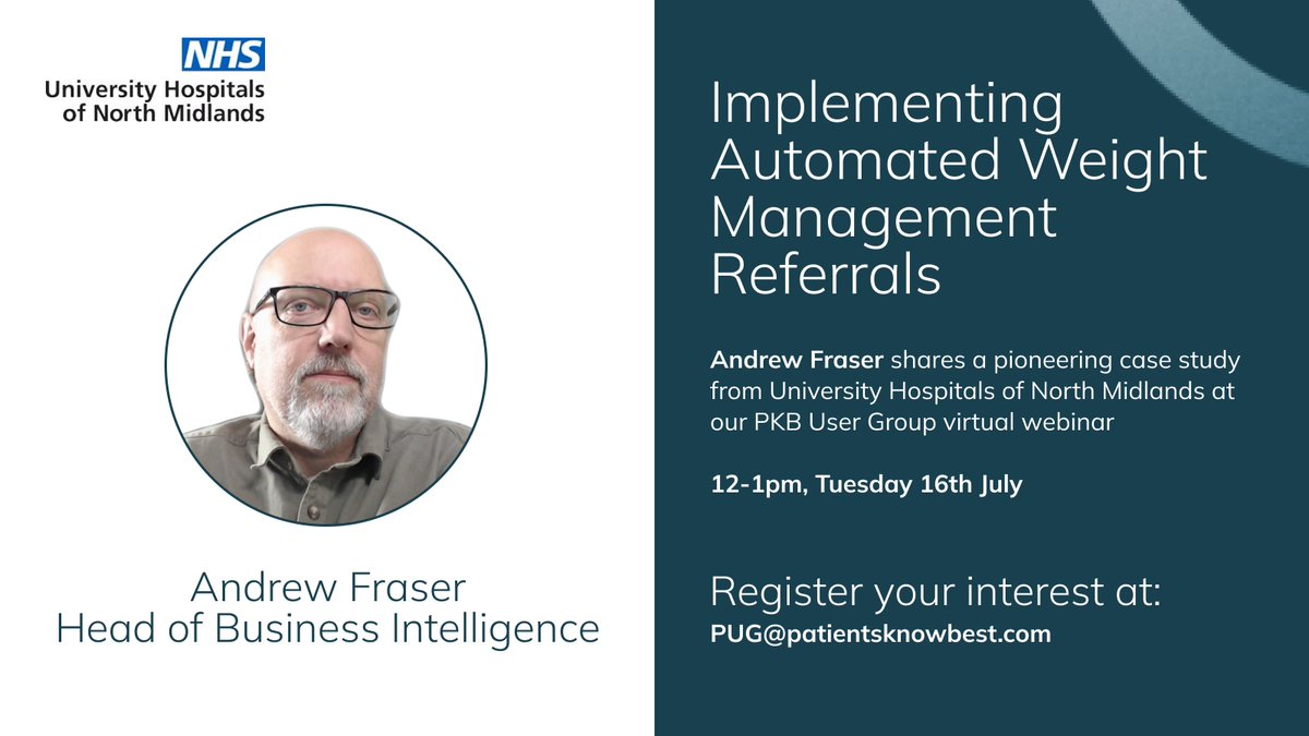 Thrilled that Andrew Fraser is with us for next week's PKB User Group. <a href="/UHNM_NHS/">UHNM NHS Trust 🏥</a>  has avoided 136 days of staff administrative time and supported patients with this efficient, speedy referral process.   To register interest👇
PUG@patientsknowbest.com
#PerioperativePathway