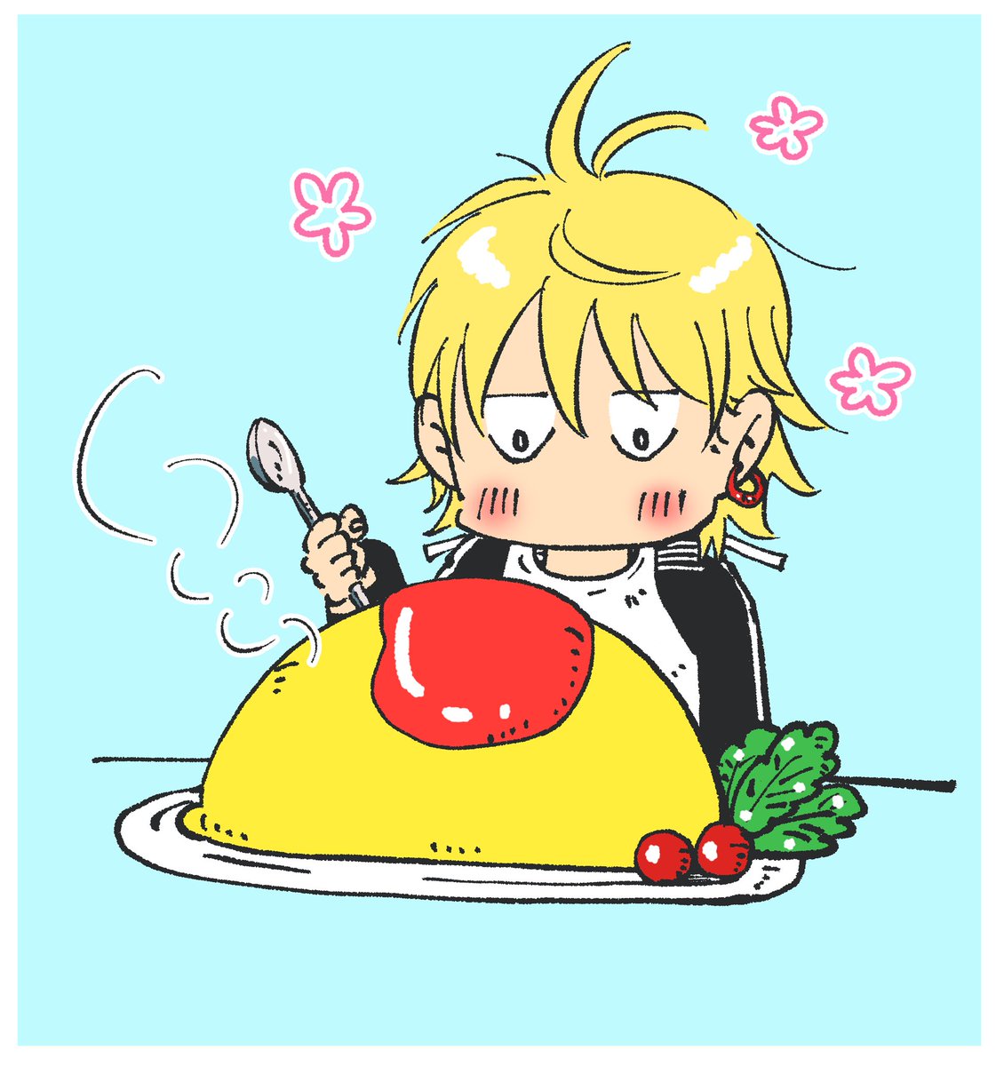 今回の話でやっと兄さんが心置きなくオムライス食べられるようになった件についてPeroriさん(@Perori1591)がイラスト描いてくださいました🙌首根っこ掴まれてるりーまnも!ありがとうございます!!
