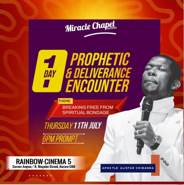 bpnzim's tweet image. @ 6pm tonight bring the sick, the mentally challenged, the demon oppressed, etc and Jesus Christ will deliver them freely. Venue: Rainbow Cinema 5, corner Angwa/ R. Mugabe Street, Harare CBD. 
Miracle Chapel Harare with Apostle Alistar Chibanda 
#ThursdayMidweekService