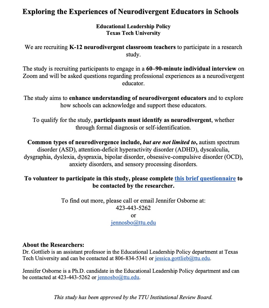 jenniferowrites's tweet photo. #neurodivergenteducators #teachertwitter #neurodivergentteacher Recruiting for K-12 neurodivergent classroom teachers in the U.S. for a dissertation study on neurodivergent educators in schools.   Recruitment Form:  https://t.co/a5IrTan8e3 https://t.co/CH6xKbKzBr