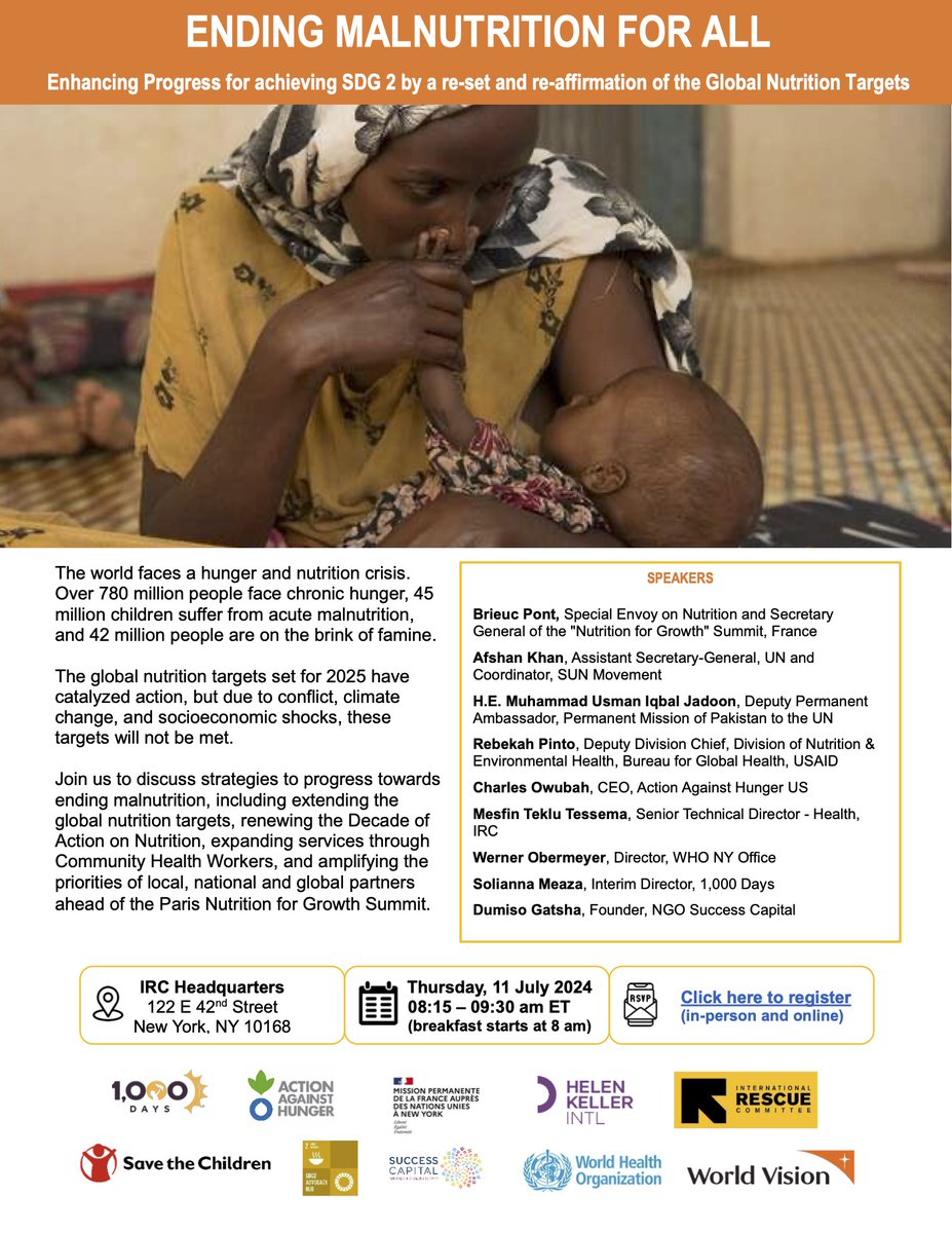 1000Days's tweet photo. No child should die of hunger or bad #nutrition. The #NutritionDecade is tackling malnutrition, but time is ticking 🕒 

Join @1000Days' interim CEO Solianna Meaza this morning to talk about how we can reach the #GlobalNutritionTargets 👉 https://t.co/7yvgetl0q6 https://t.co/ZrVYD3tjqm