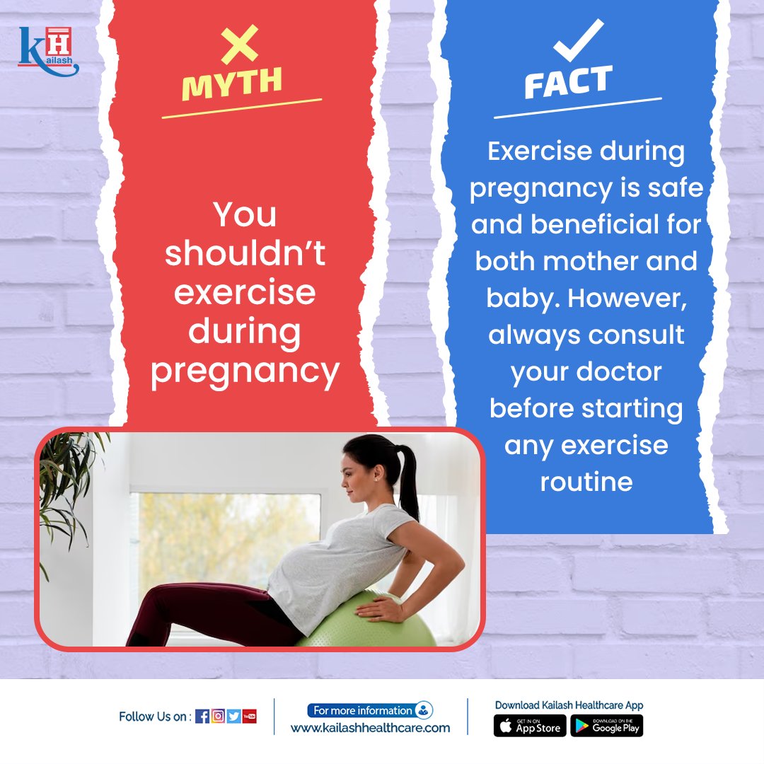 KailashHealth's tweet photo. Should you exercise during pregnancy? Let's know the fact!
Consult our Gynecologists: https://t.co/3PxoApMEoA
#healthfacts #mythfacts #pregnancyfacts #exercise #healthyshe https://t.co/5jf8JG0iCd
