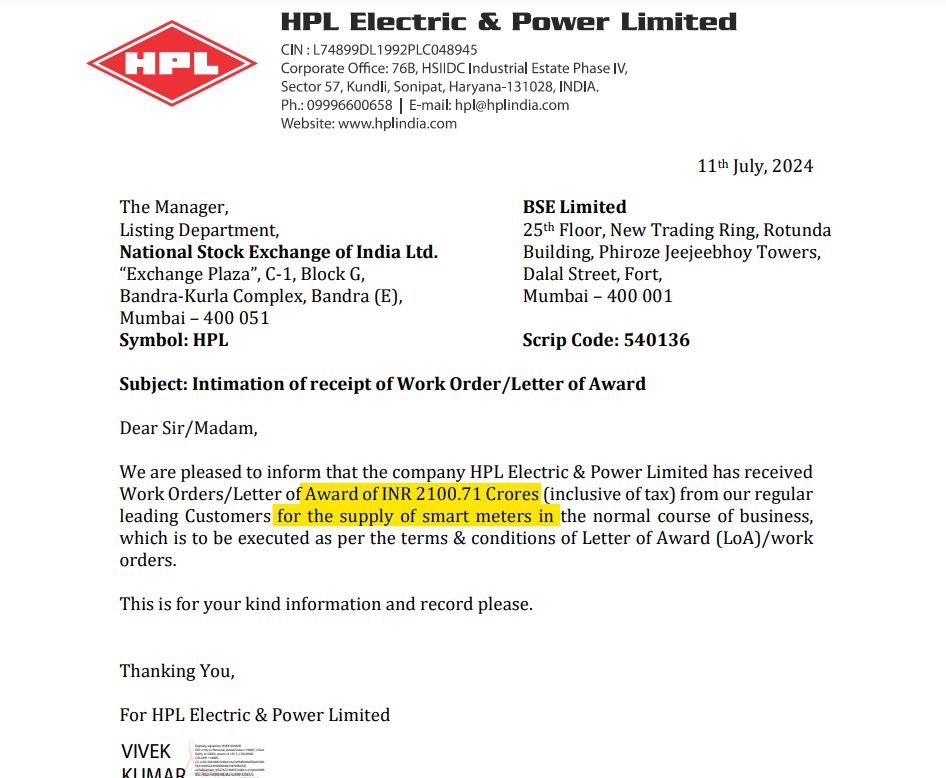 a_basumallick's tweet photo. HPL receives a 2100 crs smart meters order. 

Just to understand the scale of this:
Mcap ~ 3620 crs
FY24 Revenues ~ 1461 crs
Existing order book ~ 2000 crs

At PE of 83 and PEG of 14, qs is how much of it is priced in?

Note: NOT a recommendation.

#power #smartmeters #intelsense https://t.co/Ror361NgdL
