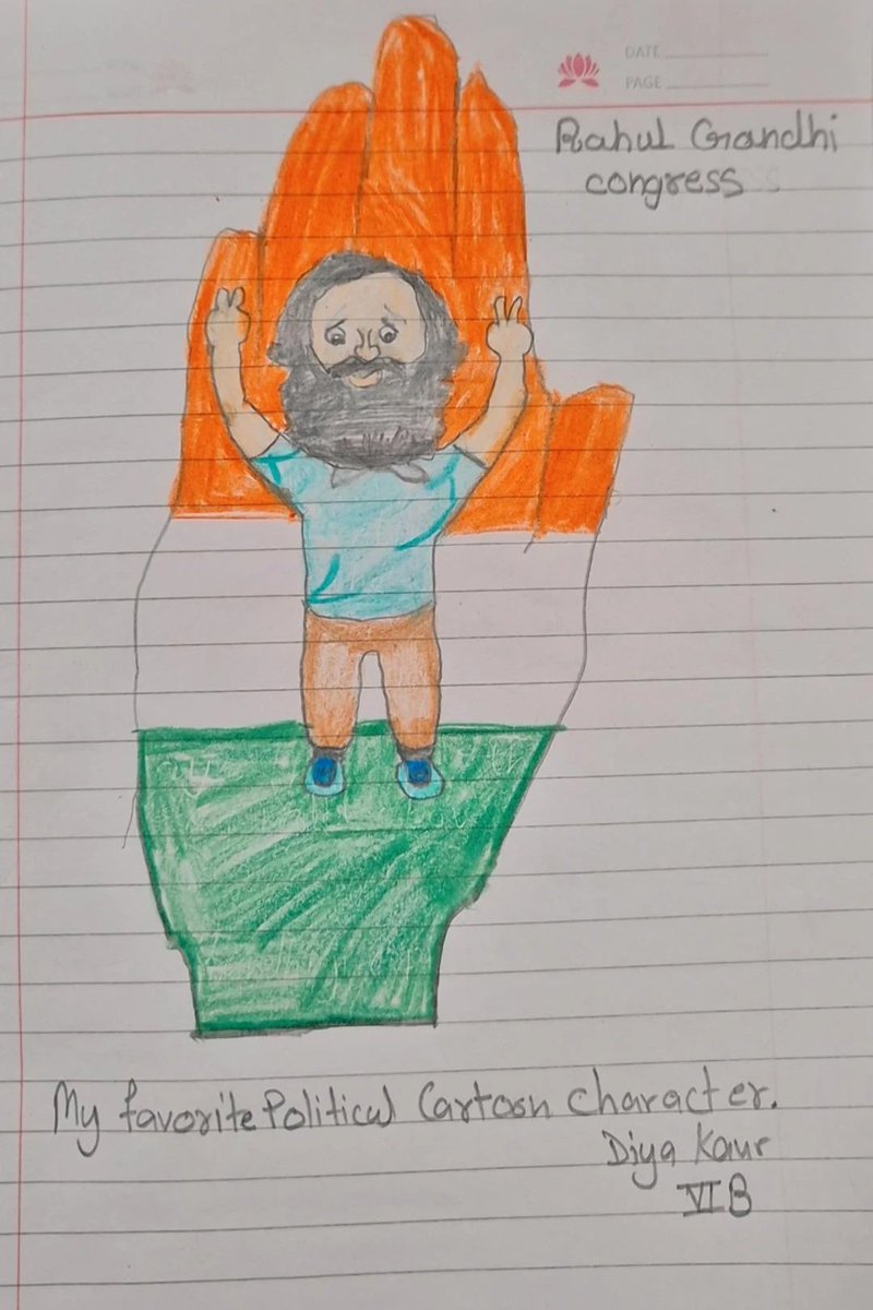 SRana0786's tweet photo. My daughter created a master piece for her super hero @RahulGandhi 
@kharge @priyankagandhi @Dr_Uditraj @sanjaygabaINC @kkc_india @INCDelhi @INCIndia https://t.co/8Jhh2wQ2Lv