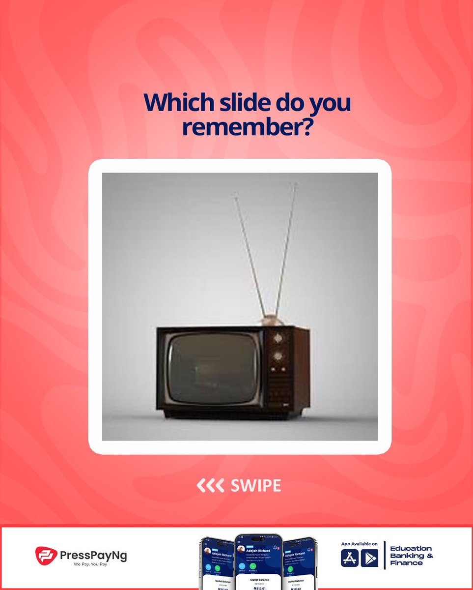PressPayNg1's tweet photo. Throwback Thursday, take a trip down memory lane with us.π€π
Which slide brings back the most memories for you? Share in the comments.πͺπΎβ¬οΈπ
#presspayng #studentloans #educationfinance #edusavings #eduloans #scholarship #freesoftskill #educationinsurance #studentHMO https://t.co/YQ9iI0zEZg