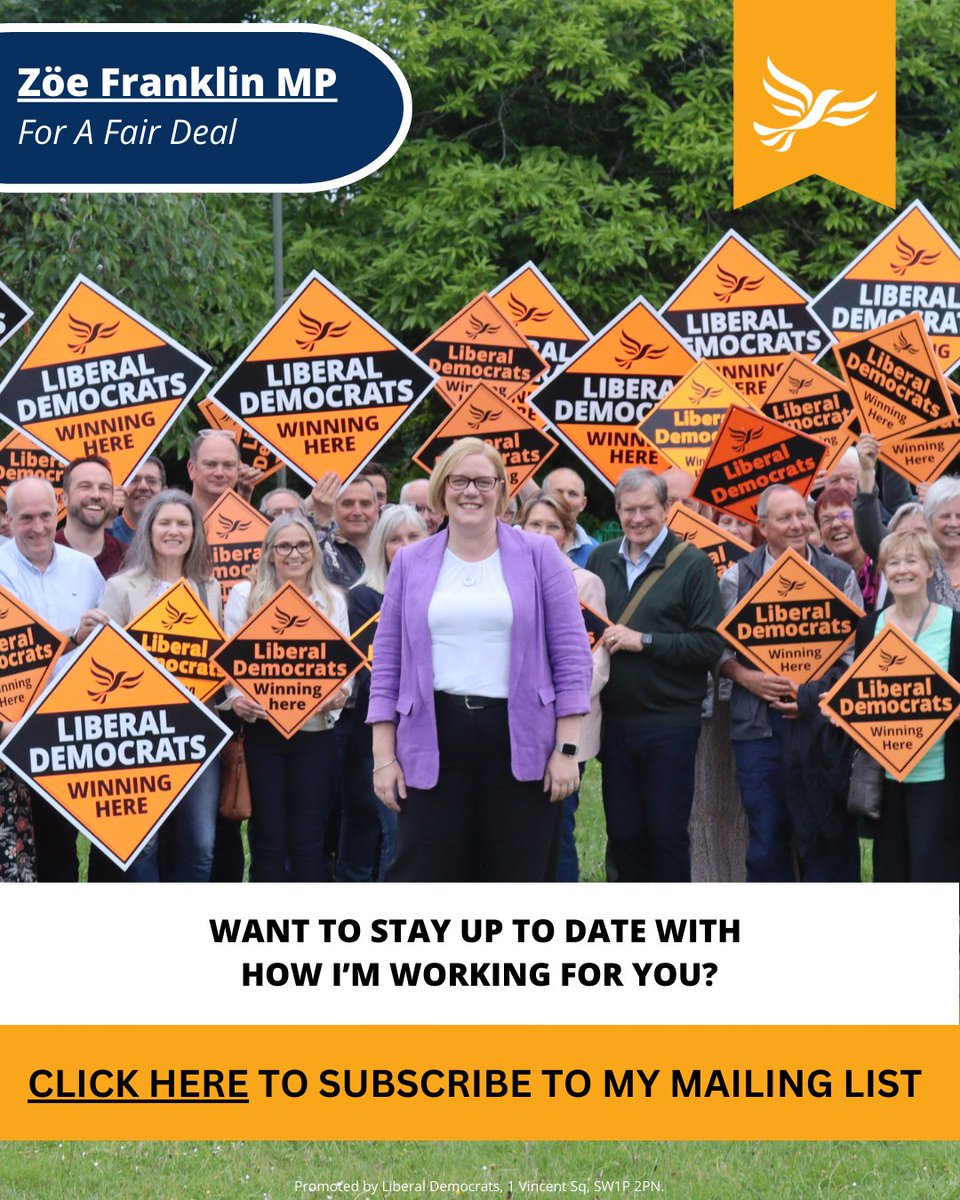 GuildfordLibDem's tweet photo. A message from Zöe...
I am keen to be as open and accessible as possible as your newly elected MP. To help do so I will be publishing a regular email newsletter. If you would like to sign up, please do so via the link here: https://t.co/pZTPiQgtX8 https://t.co/RXxgtRwR5L