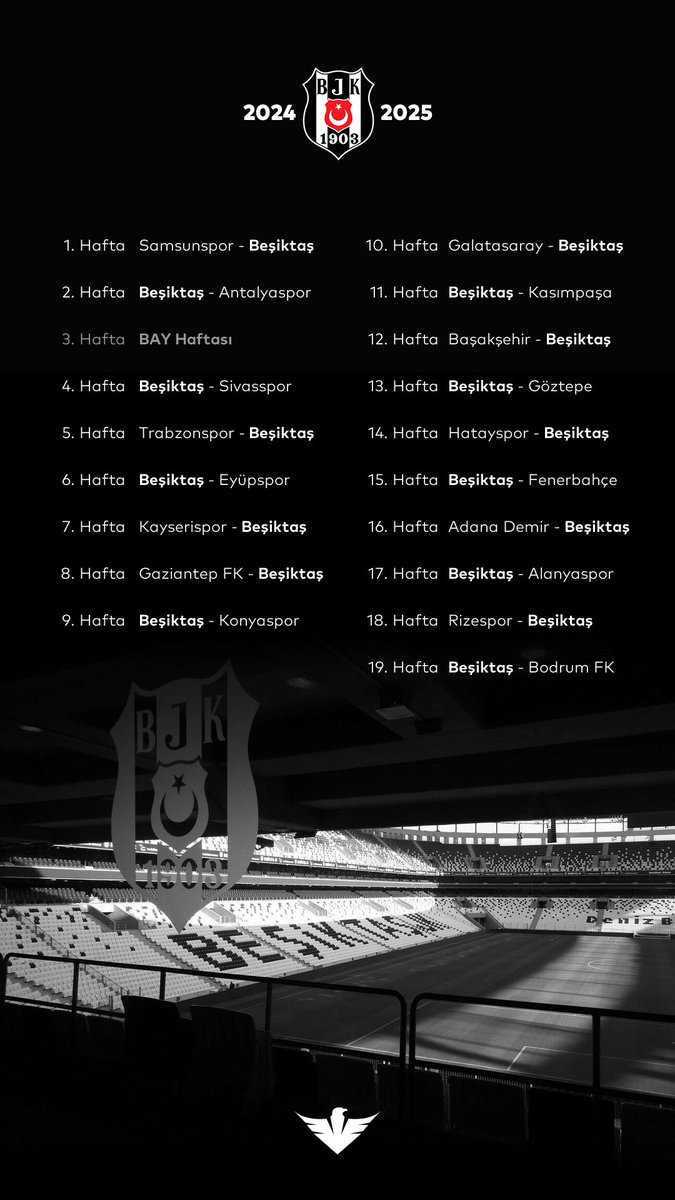 BEagleizm's tweet photo. Beşiktaş'ın 2024-2025 sezonu Süper Lig fikstürü
(@HaberKartali)

Hüseyin Yücel #Beşiktaş Transfer Geliyor Ciro Immobile https://t.co/yDGSHU9ysw
