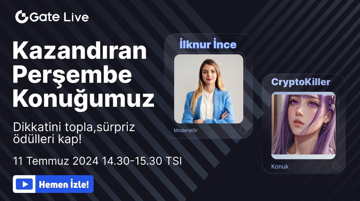 Gate Türkçe (@gate_turkce) on Twitter photo 📣 Kazandıran Perşembe'de şimdi @iilknurince ve <a href="/YalanDn226208/">CryptoKiller🐐</a> ile #GateLive'dayız!
Kaçırmayın 😎
gate.io/tr/live/video/… 📣 Kazandıran Perşembe'de şimdi @iilknurince ve <a href="/YalanDn226208/">CryptoKiller🐐</a> ile #GateLive'dayız!
Kaçırmayın 😎
gate.io/tr/live/video/…