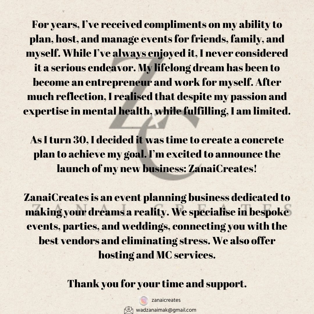 zanaimak's tweet photo. Starting a new venture is never easy! There is a lot to it. Please support me by sharing! I’ve decided to tap into my talent! https://t.co/1NsewPpLoq https://t.co/8V1dLG3Rrl