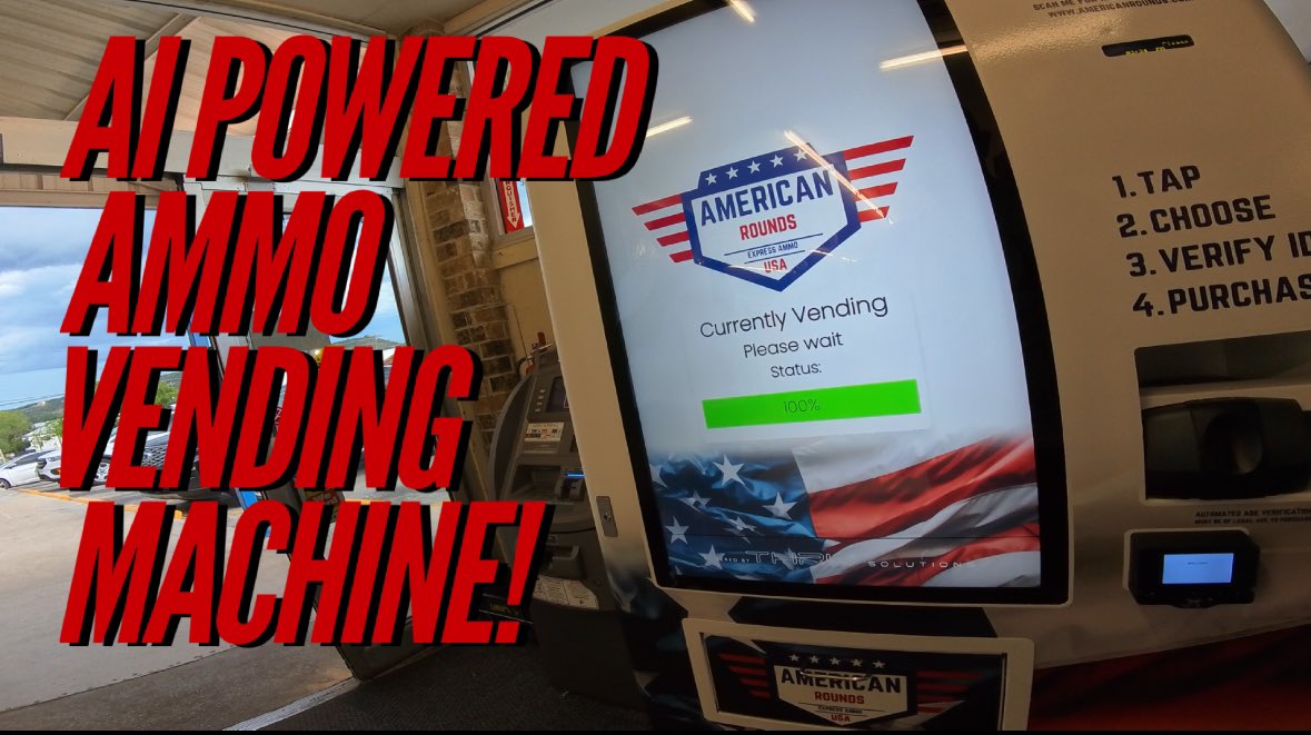 MattBrean's tweet photo. Discover the American Rounds Automated Ammo Dispenser in Canyon Lake, TX. With AI, card scanning, and facial recognition, it's the future of secure and easy ammo purchases. Watch the full demo on my YouTube channel #AmericanRounds #AmmoDispenser https://t.co/GkdthLaPd6 https://t.co/lrw9byDUKG