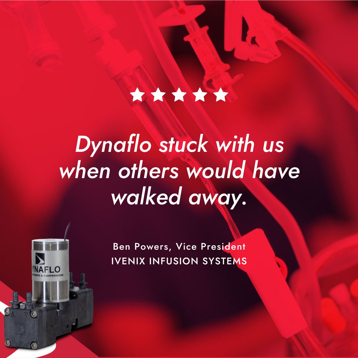 DynafloPumps's tweet photo. Ivenix needed a #DiaphragmPump to revolutionize #IV #InfusionSystems. Off-the-shelf options failed, so Dynaflo stepped in. Our 6000 Series #micropump now powers Ivenix's life-saving system. Full story: https://t.co/Xkd2kyDpSv
Got a difficult engineering challenge? Let's solve it! https://t.co/3gGs66nx22