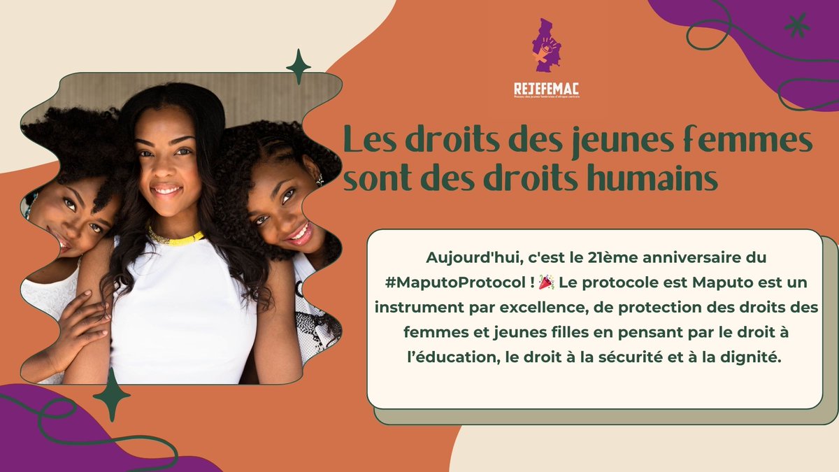 Aujourd'hui, c'est le 21ème anniversaire du protocole est Maputo qui est un instrument  de protection  des droits des femmes et jeunes filles. Mais il n’est pas  encore assez vulgarisé. 
au.int/sites/default/…
