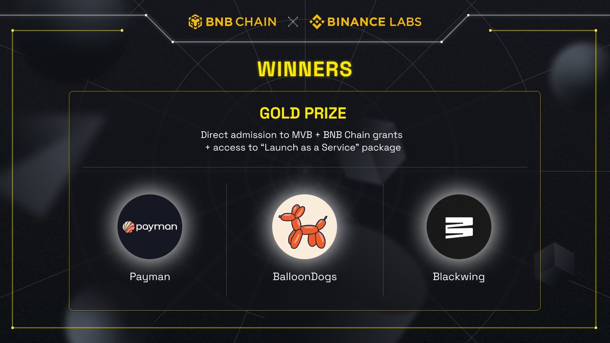 Congratulations to the selected projects 🏆 While admission to MVB does not  guarantee investment by Binance Labs, we look forward to supporting your  growth throughout the MVB program!