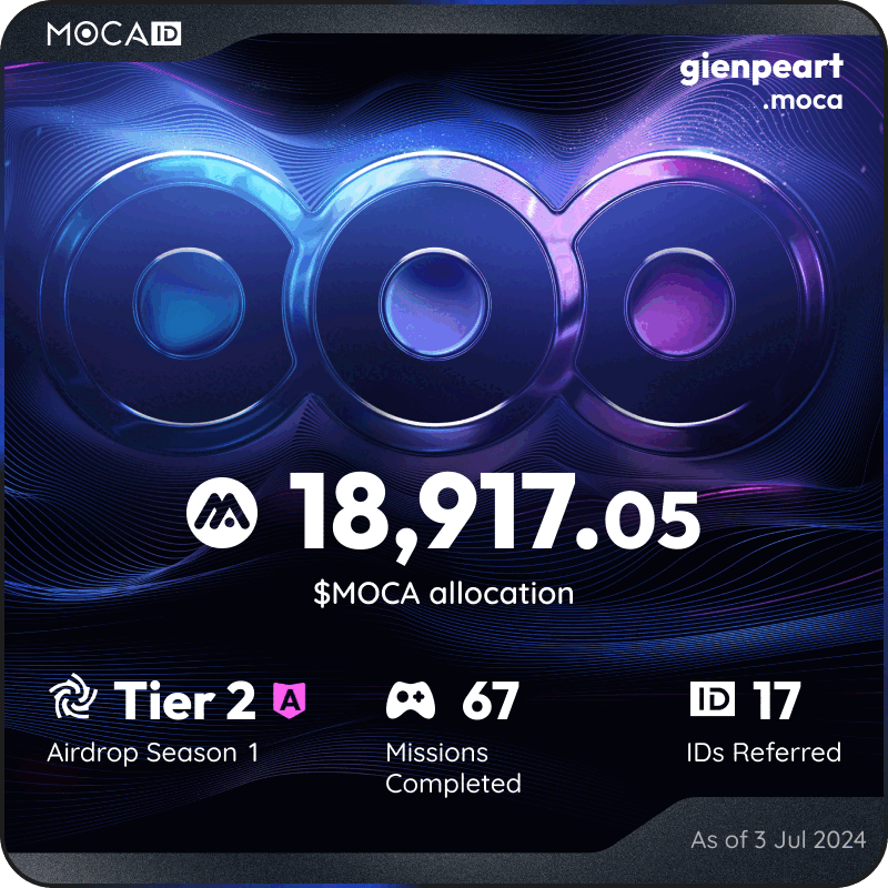 #Mocalized by $MOCA 👁
I claimed 18917.05 $MOCA from the <a href="/Moca_Network/">Moca Network</a> Moca ID airdrop! Claim yours here ➡ mocaverse.xyz/moca-airdrop/