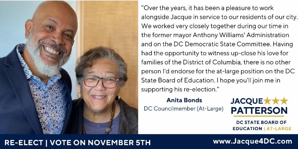 DC_Edvocate's tweet photo. #DCision2024: Councilmember @AnitaBondsDC (D-At-Large) is #TeamJacque!
Join us at https://t.co/cGjuHOiwj2 https://t.co/irEmbTR3sH
