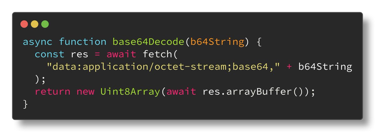 Question time ⁉️
Is this cursed piece of code 👇 actually the only way to decode Base64 in the browser? 😱