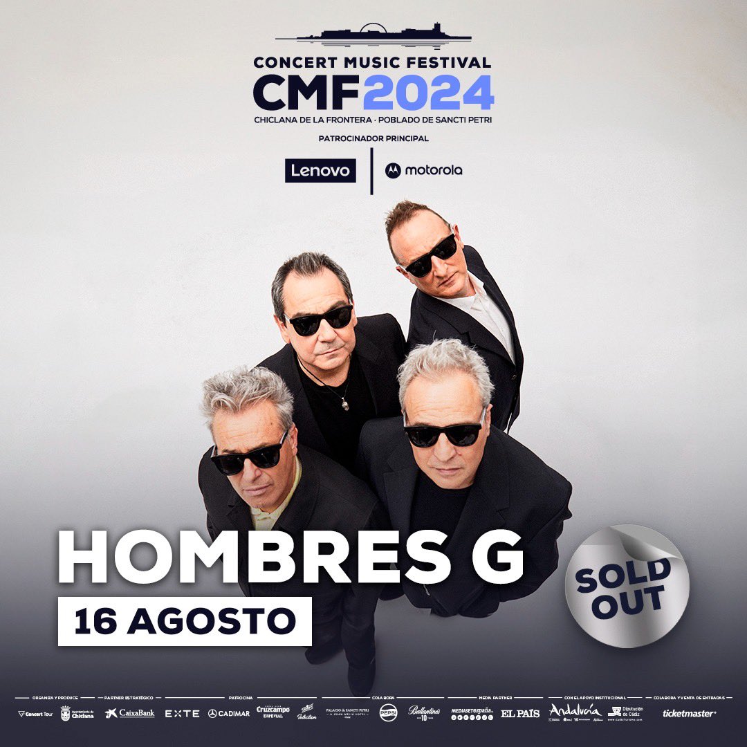 Hombres G (@hombresgnet) on Twitter photo 👊 <a href="/HombresG/">Hombres G Oficial</a> cuelgan el cartel de SOLD OUT en el festival <a href="/CMF_SanctiPetri/">Concert Music Festival</a> en Sancti Petri, Chiclana de la Frontera!!
Enhorabuena chicos!! 🙌🙌
<a href="/DavidSummersHG/">David Summers</a> <a href="/Dani_Mezquita/">Dani Mezquita Hardy</a> <a href="/rafahg/">rafagutierrez</a> <a href="/JaviMolinaHG/">javi molina</a> <a href="/ESQUIMALHG/">Antonio Rodriguez</a> 👊 <a href="/HombresG/">Hombres G Oficial</a> cuelgan el cartel de SOLD OUT en el festival <a href="/CMF_SanctiPetri/">Concert Music Festival</a> en Sancti Petri, Chiclana de la Frontera!!
Enhorabuena chicos!! 🙌🙌
<a href="/DavidSummersHG/">David Summers</a> <a href="/Dani_Mezquita/">Dani Mezquita Hardy</a> <a href="/rafahg/">rafagutierrez</a> <a href="/JaviMolinaHG/">javi molina</a> <a href="/ESQUIMALHG/">Antonio Rodriguez</a>
