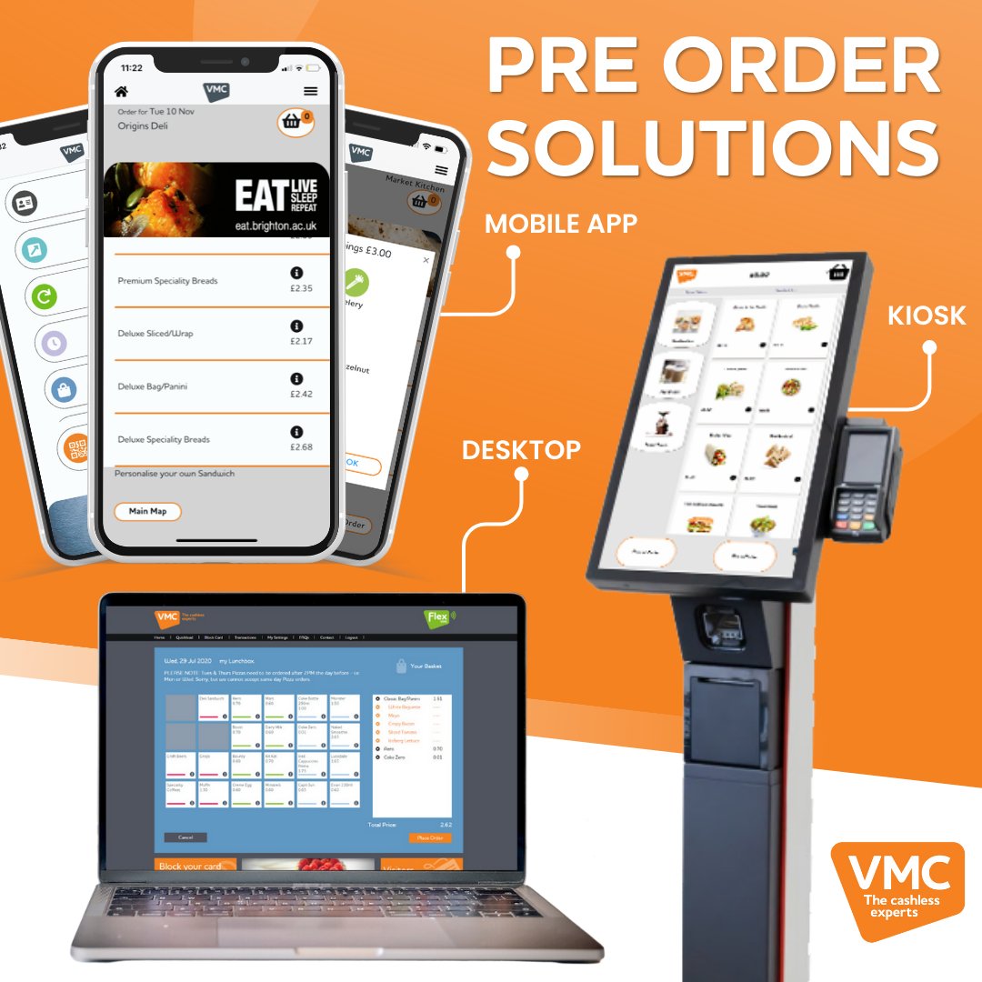 A smart pre-ordering solution can improve customer flow, make the  transaction more convenient for the customer as well as offering more control and information to the operator.
Our range of solutions includes desktop, mobile app and  kiosk options. 
Contact us to find out more