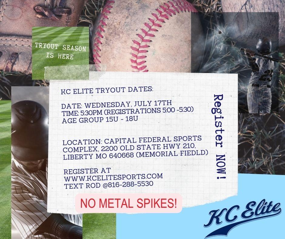 KC_Elite_S's tweet photo. We're looking forward to our first round of tryouts and evaluating talent to look for strong new players and families to add to our program. NO GUM, NO SEEDS, NO METAL SPIKES, and please try to arrive 30 minutes early. See everyone on Wednesday! #kcelitenation https://t.co/pmATnqNLRt