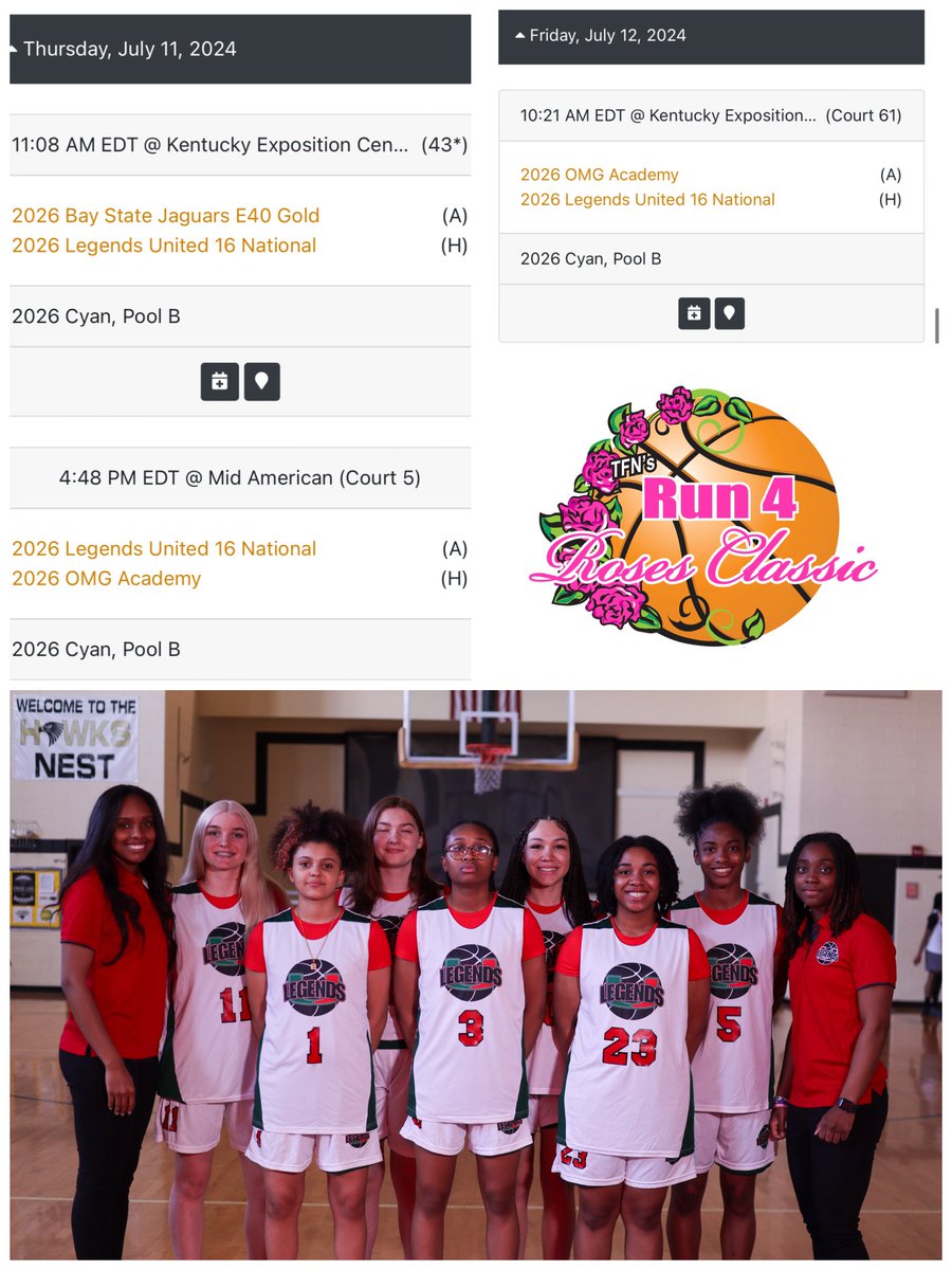 COACHJOSH__'s tweet photo. Coaches check out the @LEGENDS__UNITED in Louisville , KY!  Below is our schedule.

Excited To Compete 🔥

@Ohio_Basketball 
@TFNsRun4Roses 

🔴⚫️⚪️ https://t.co/yzEb9duK07
