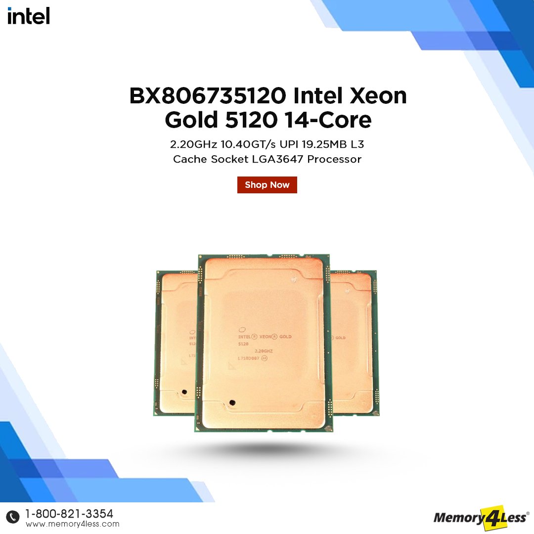 Memory4Less's tweet photo. BX806735120 Intel Xeon Gold 5120 14-Core 2.20GHz 10.40GT/s UPI 19.25MB L3 Cache Socket LGA3647 Processor
Visit: https://t.co/GVswXAGrlk
YT Video: https://t.co/wua6UMD9Q3
#BX806735120 #IntelXeonGold5120 #14core #Processor #LGA3647 #CPUupgrade https://t.co/GqYD7M6OSN