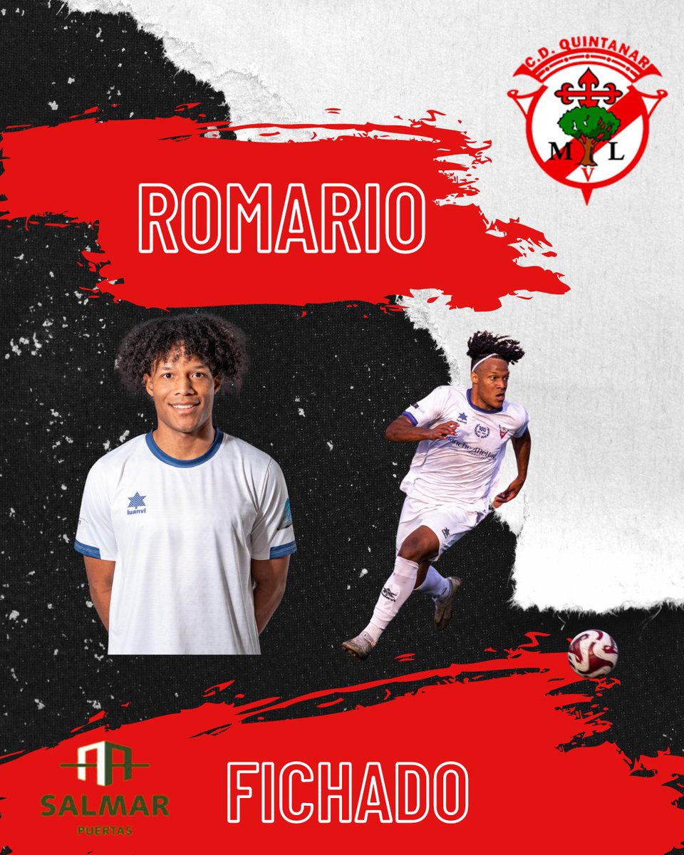 Fichaje 🤝 
Damos la bienvenida  Romario 👋
Es conocido por su velocidad  y su olfato goleador se une a nuestras filas después de una temporada increíble donde fue el máximo goleador de su  anterior equipo y consiguiendo el ascenso a 3°RFEF  con <a href="/CD_Valdepenas/">Carretero Maquinaria Agrícola C.D. Valdepeñas</a>
#vamosquintanar⚪️🔴