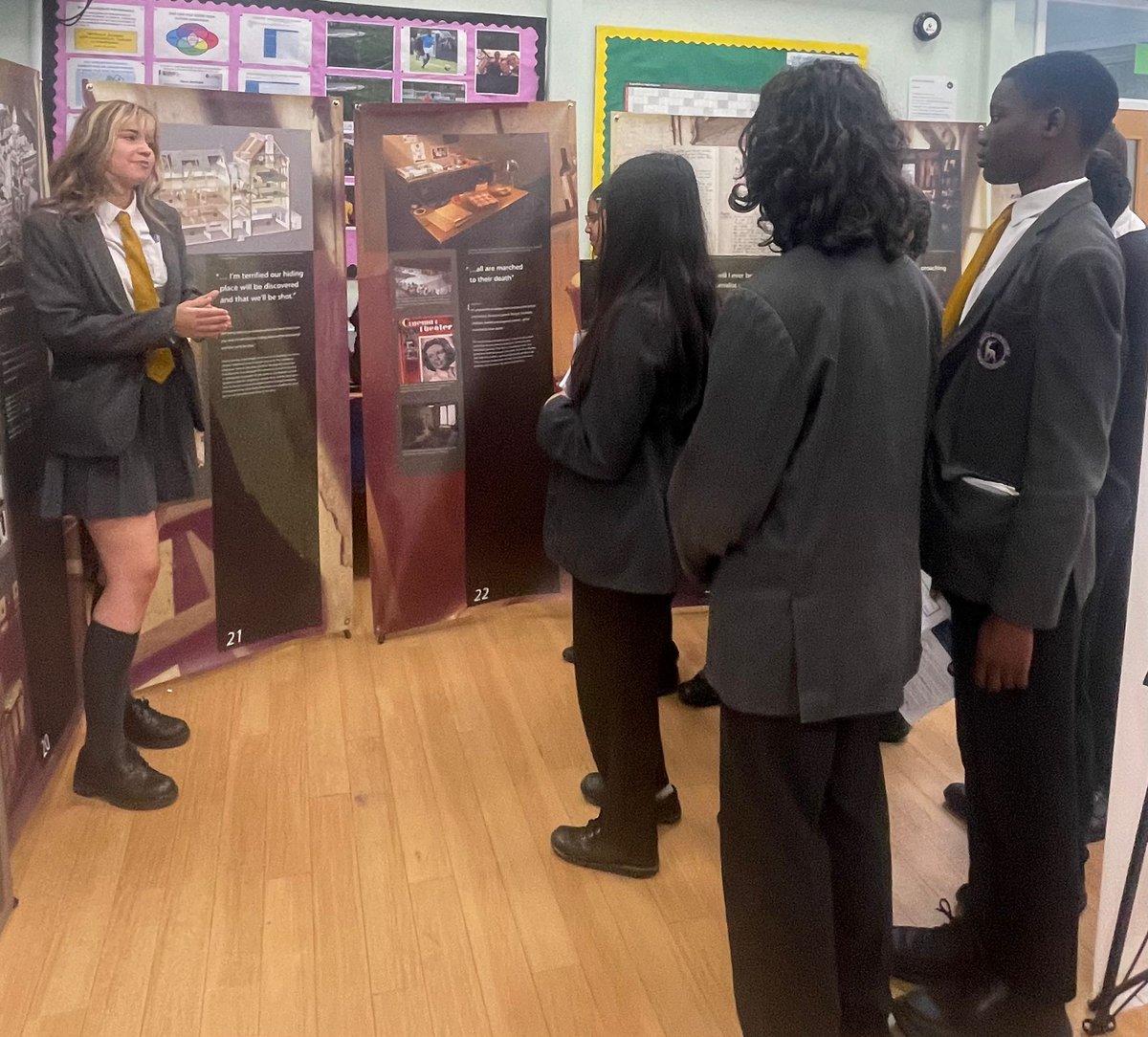 SChingfordFound's tweet photo. Our wonderful year 9 ambassadors were working with their peers to develop their understanding of the Holocaust through the story of Anne Frank. A difficult but vitally important part of the history curriculum #annefranktrust #learningoutsidetheclassroom #challengingprejudice https://t.co/bcy6U6QvNZ