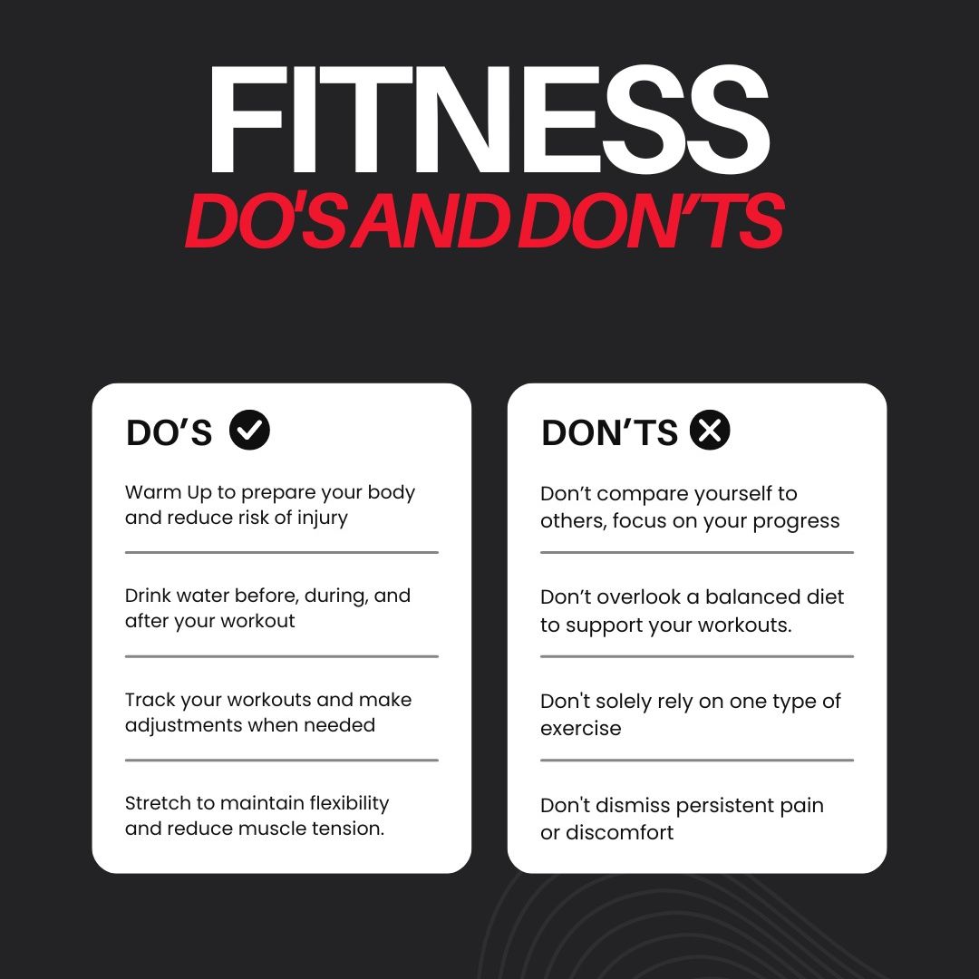 GymSupplies's tweet photo. Not everyone will have the same goals when it comes to their fitness, but here are some Fitness Do's and Don'ts to ensure a Safe and Effective Workout Routine 🌟💪

#FitnessTips #HealthyLiving #Strongway #Gym https://t.co/LzCgvht5EA