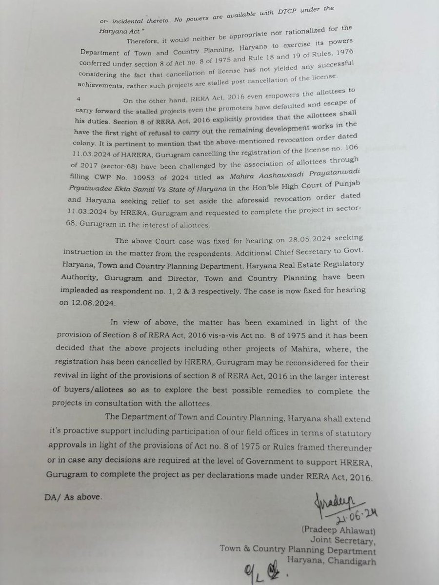 Mahira68Buyers's tweet photo. RERA को अपनी जिम्मेदारी से भागना नहीं चाहिए, खरीदारों को समाधान देना चाहिए और घरों का निर्माण तुरंत शुरू करना चाहिए, लाइसेंस रद्द करना समाधान नहीं है, यह खरीदारों के लिए अभिशाप है.

RERA, DTCP दोनों मिलकर काम करें और निर्माण शुरू कराएं #MahiraHome68 @dtcphry @DC_Gurugram https://t.co/nh1e9uoSeF