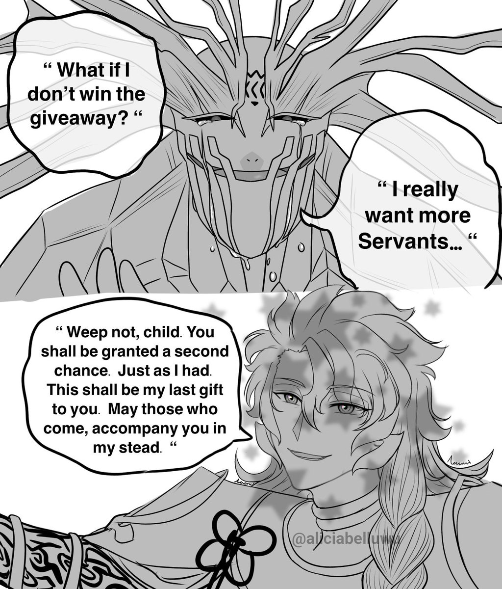 AliciaBelluwu's tweet photo. ✨ FGO Destiny Order/GSSR Giveaway ✨

Rules:
1. Be a follower (new follows welcomed) 
2. RT + Like
3. Comment with your favorite NP's chant
4. No giveaway accounts ! 
5. Must be a 30 day old account or older!

Note - Check Terms and Conditions below

#FGO #DestinyOrder #GSSR

↓ https://t.co/rIn6z4YmJJ