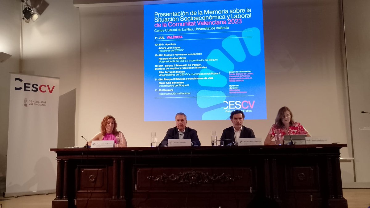 ccoopv's tweet photo. 📔@ccoopv assisteix a la presentació de la memòria socioeconòmica de la Comunitat Valenciana del @comite_economic 

📈L'increment salarial (2,91 % l’any 2023) s’ha vist amortitzat per la inflació (3,3 %)

👉No podem permetre els actuals nivells de persones treballadores pobres https://t.co/U2B8GKZtXc