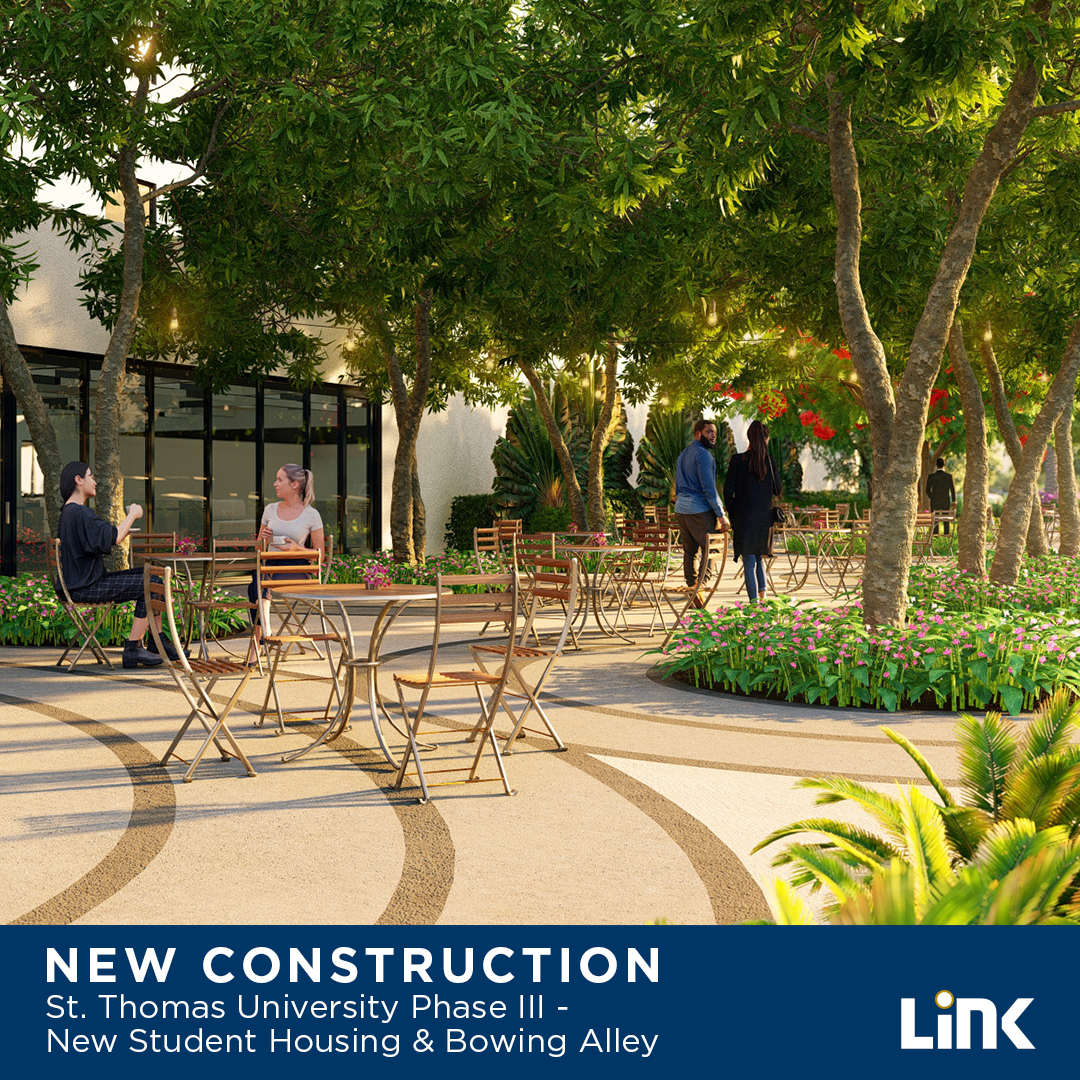 LinkConstGroup's tweet photo. Our newest student housing community is in Miami Gardens this month. The new St. Thomas University Dormitory and Bowling Alley project will feature a 5-story building with 545 beds. This will be Link’s fourth student housing project on this campus. https://t.co/ojYyTdMnFs