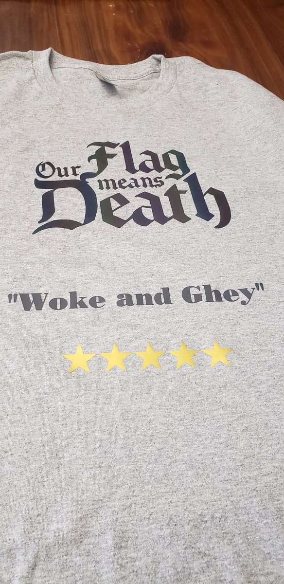 NeverLeftPod's tweet photo. Who has 2 thumbs and a new heat press! This gal!
#OurFlagMeansDeath #NeverLeftPodcast https://t.co/X5r13sg6tC