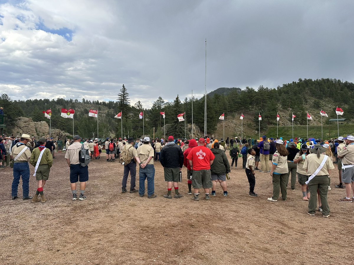 Troop298's tweet photo. Evening flags https://t.co/gkjW9AzSka