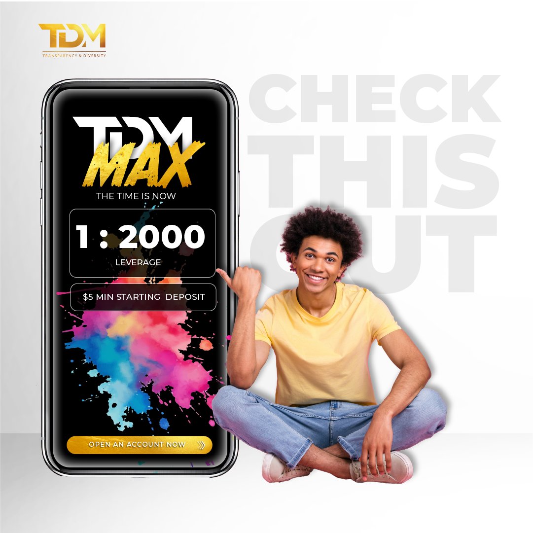 td_markets's tweet photo. Open a TDM MAX Account with TD Markets with as little as $5 💵✨ Enjoy the benefits of trading more than 100 instruments, Major FX average spreads at 1.8 pips, zero commission on trades, and maximum 1:2000 leverage with TDM Max. TDM Max Now Available with MT5! #TDMarkets #TDMAX https://t.co/9MrECn7rkP