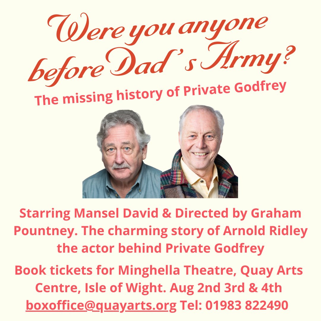 This play speaks amusingly to the hearts and minds of theatregoers of all ages; to people who like stories of individuals who win through against the odds. Book your tickets for <a href="/quayarts/">Quay Arts</a> from 2nd - 4th Aug here: ow.ly/qeCY30sEJOn #isleofwight #dadsarmy #newplay
