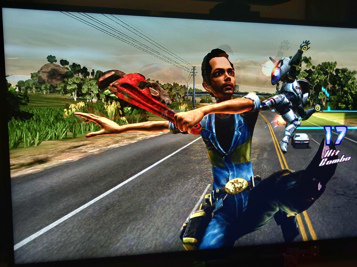 MrDJPea's tweet photo. #LocoCycle on the #Xbox360. Get it while you can as this fantastic adventure will soon be gone. You play as a sentient Motorcycle who uses various attacks to defeat the enemies including the using the mechanic who's foot is trapped as a melee weapon!! Also daft FMV is a win!! https://t.co/OF9Tmjj3Rs