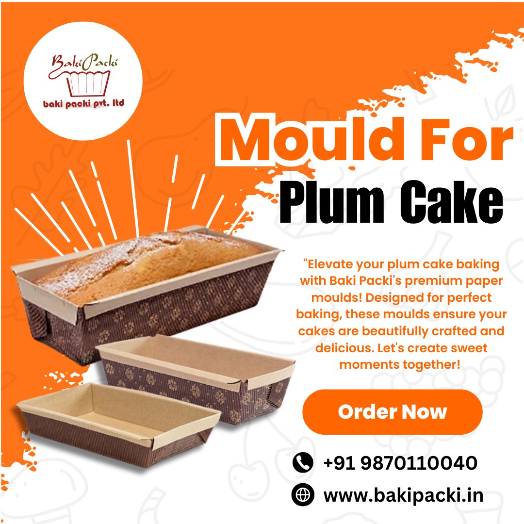 BakiPacki's tweet image. "Elevate your plum cake baking with Baki Packi's premium paper moulds! 🍰✨ Designed for perfect baking, these moulds ensure your cakes are beautifully crafted and delicious. Let's create sweet moments together! 🎂 #BakiPacki #PlumCakeMould #BakingPerfection"