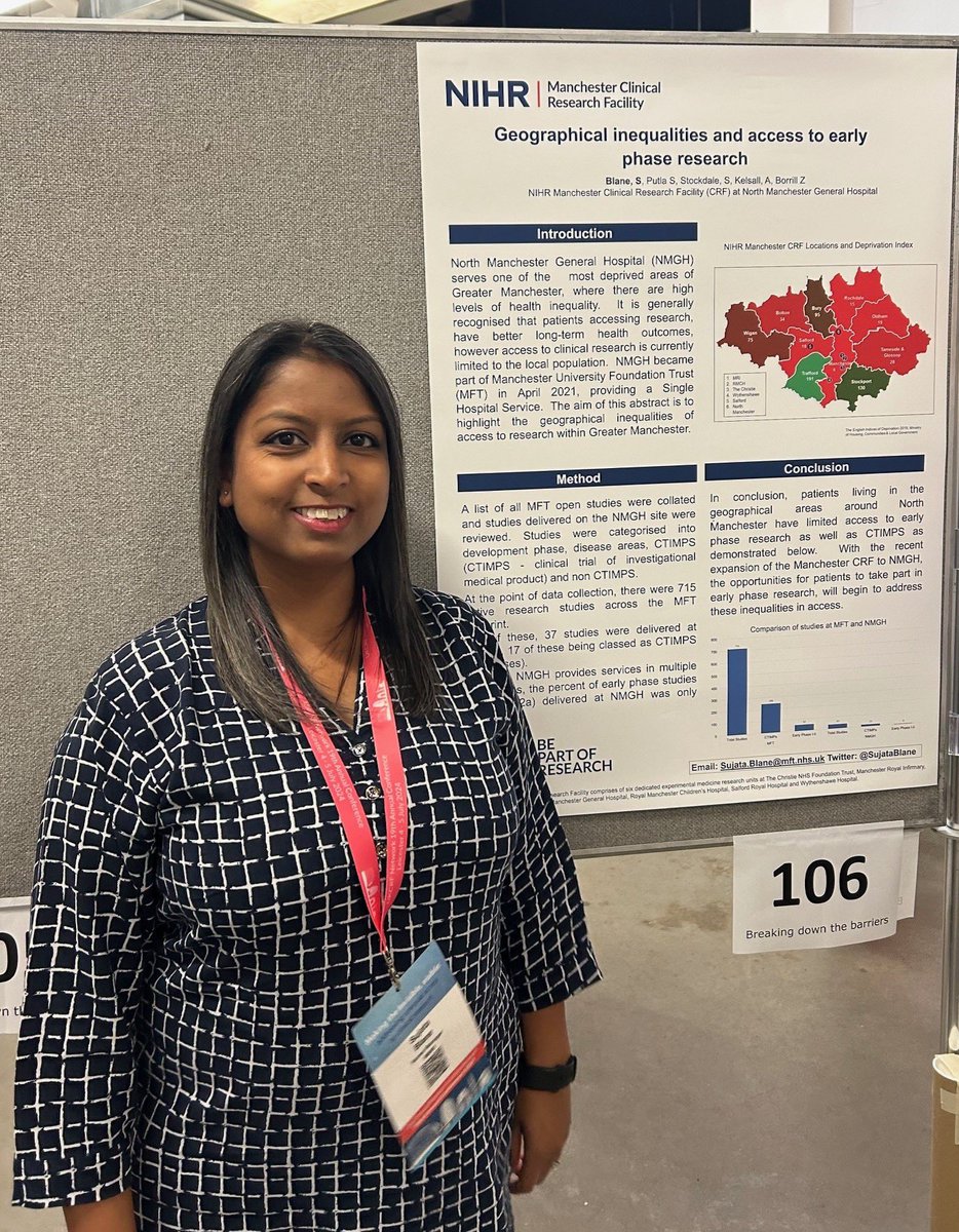 ManchesterCRF's tweet photo. Making the Invisible, Visible: Addressing Unequal Access to Clinical Research was the theme of last week’s annual @nihr_ukcrfn conference.
 
👏 Well done to colleagues from across our 6 sites who presented posters at the 2-day event in Leicester.
 
#crfconf24 https://t.co/97DxpP5nuy