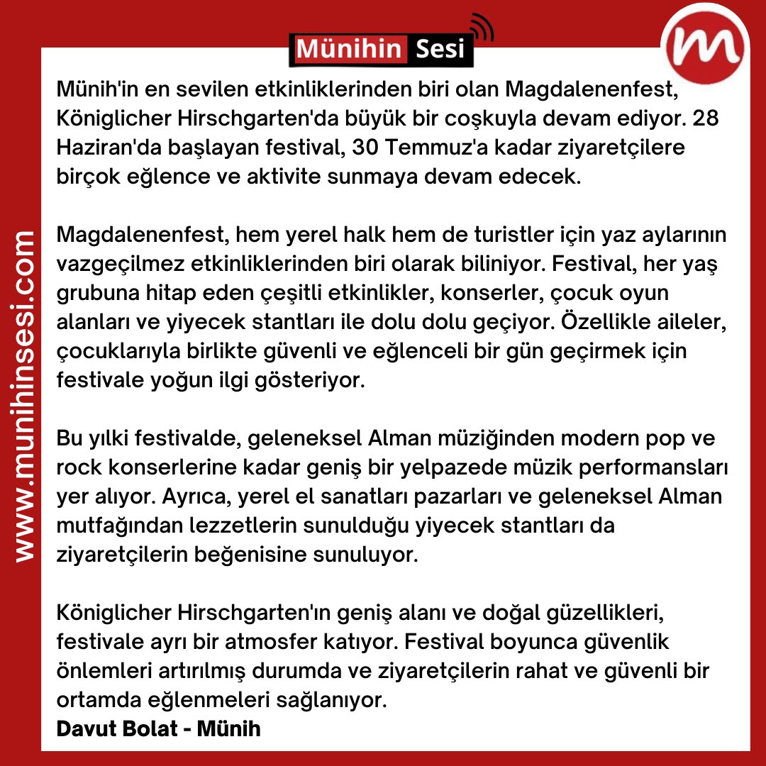 munihinsesi's tweet photo. Münih’te Magdalenenfest Coşkusu Devam Ediyor

✍️ | @davutbolat_  yazdı…

Münih’in en sevilen etkinliklerinden biri olan Magdalenenfest, Königlicher Hirschgarten’da büyük bir coşkuyla devam ediyor. https://t.co/S3jDHlJQXk