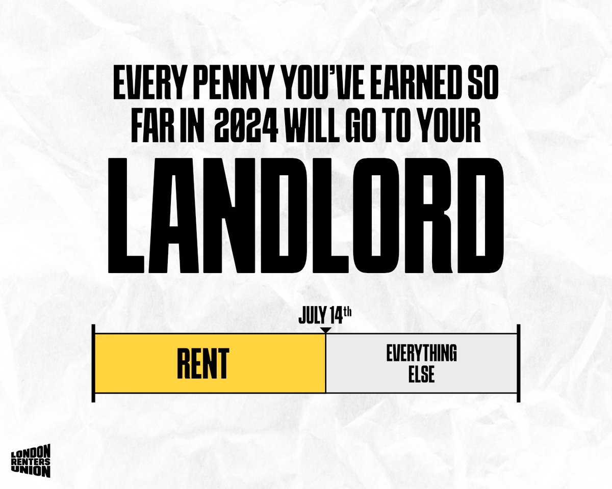 The average Londoner spends 53.6% of their income on rent. That's every penny you've earned so far this year.

It's time for #RentControlNow.