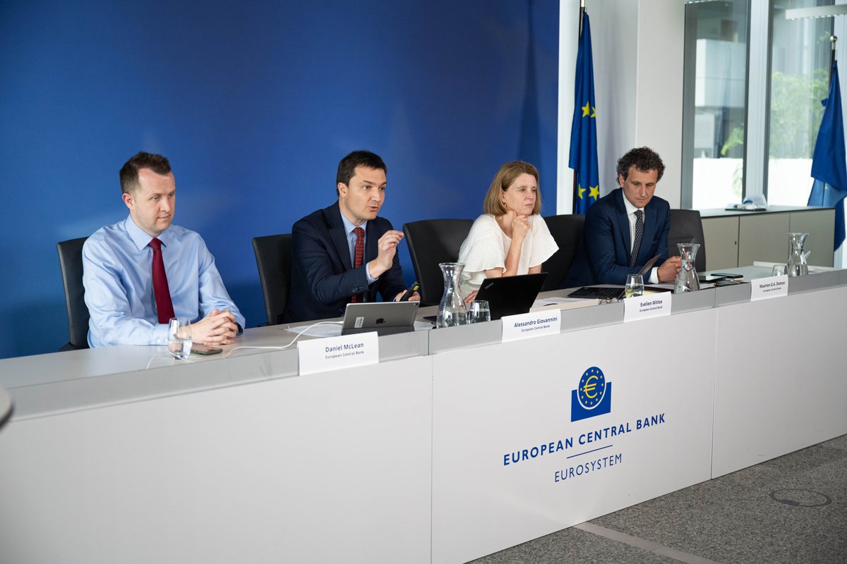 ecb's tweet photo. Digital euro project’s director Evelien Witlox and adviser Alessandro Giovanni met with European civil society organisations to discuss key digital euro design features, including privacy standards and offline functionalities. Watch here: https://t.co/0ZlS2RByzK https://t.co/PlDexngjJq