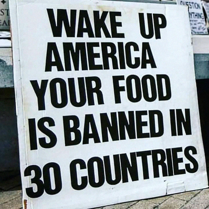 1. Food quality.

Looks start with what I consider to be one of the most drastic differences:

What's IN both American foods &amp; European foods.

Let's start with the American diet: