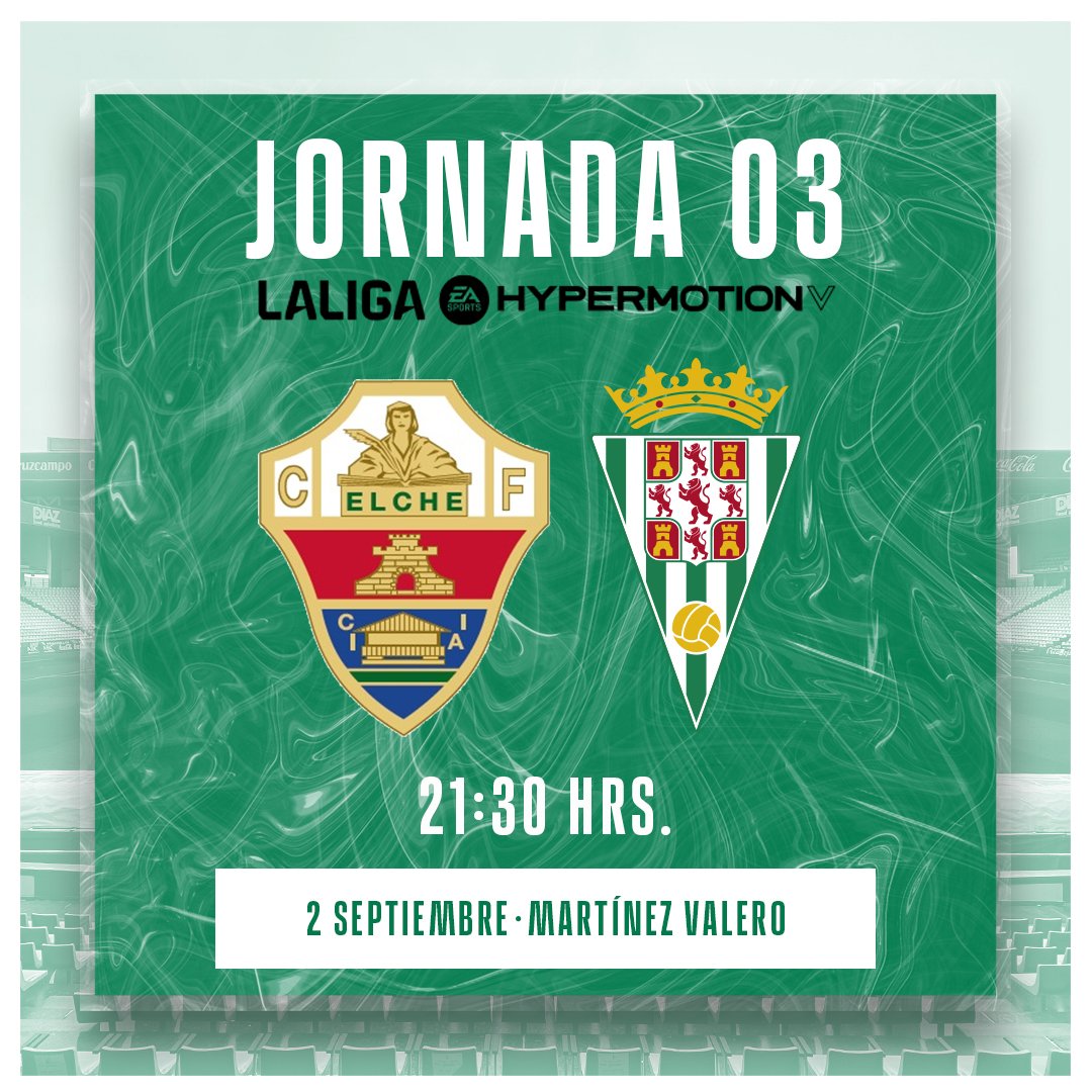 CordobaCF_ofi's tweet photo. 📅 𝐍𝐔𝐄𝐕𝐎𝐒 𝐇𝐎𝐑𝐀𝐑𝐈𝐎𝐒 🔎

Jor 2️⃣ Lunes 26/08 21:30h. #CórdobaBurgos

Jor 3️⃣ Lunes 02/09 21:30h. #ElcheCórdoba 

#LaLigaHypermotion https://t.co/C9D9NjbqHZ