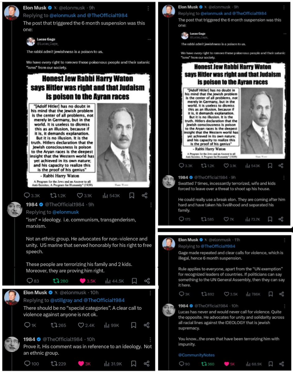 TheOfficial1984's tweet image. Hey @elonmusk do you remember that time when I ratio&apos;d you FOUR TIMES in one night after you chose to side with jewish supremacy and censorship over American free speech and humanity? 

Now the entire world knows which side you are really on and its not team humanity.

I&apos;ll never…