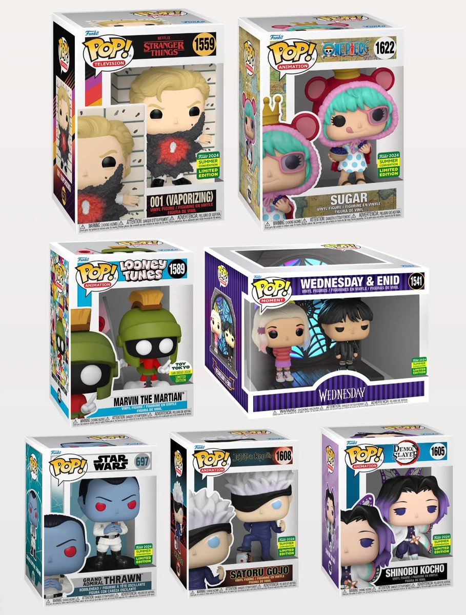 Hellrais3r13's tweet image. 🤩🤩Box glams of the shared con&apos;s that I would REALLY want 🤩🤩 #SDCC2024 #FunkPop #ONEPIECE #StrangerThings #Wednesday