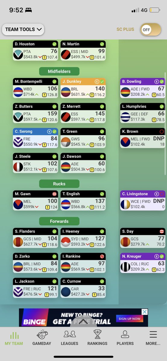 Sebbo (@sebbo1793) on Twitter photo Little bit stuck on what to do with 5 trades left. Would dearly love to hold on to Jez, but the only way out of this I see is shifting Jez and Rankine, then Gawn next week. Unless I trade Dawson instead and swing humphries <a href="/Doctor_SC/">Doctor Supercoach</a> <a href="/Cheezo_DRSC/">Cheezo</a> <a href="/Pig_DRSC/">Pig Mentality</a> Little bit stuck on what to do with 5 trades left. Would dearly love to hold on to Jez, but the only way out of this I see is shifting Jez and Rankine, then Gawn next week. Unless I trade Dawson instead and swing humphries <a href="/Doctor_SC/">Doctor Supercoach</a> <a href="/Cheezo_DRSC/">Cheezo</a> <a href="/Pig_DRSC/">Pig Mentality</a>