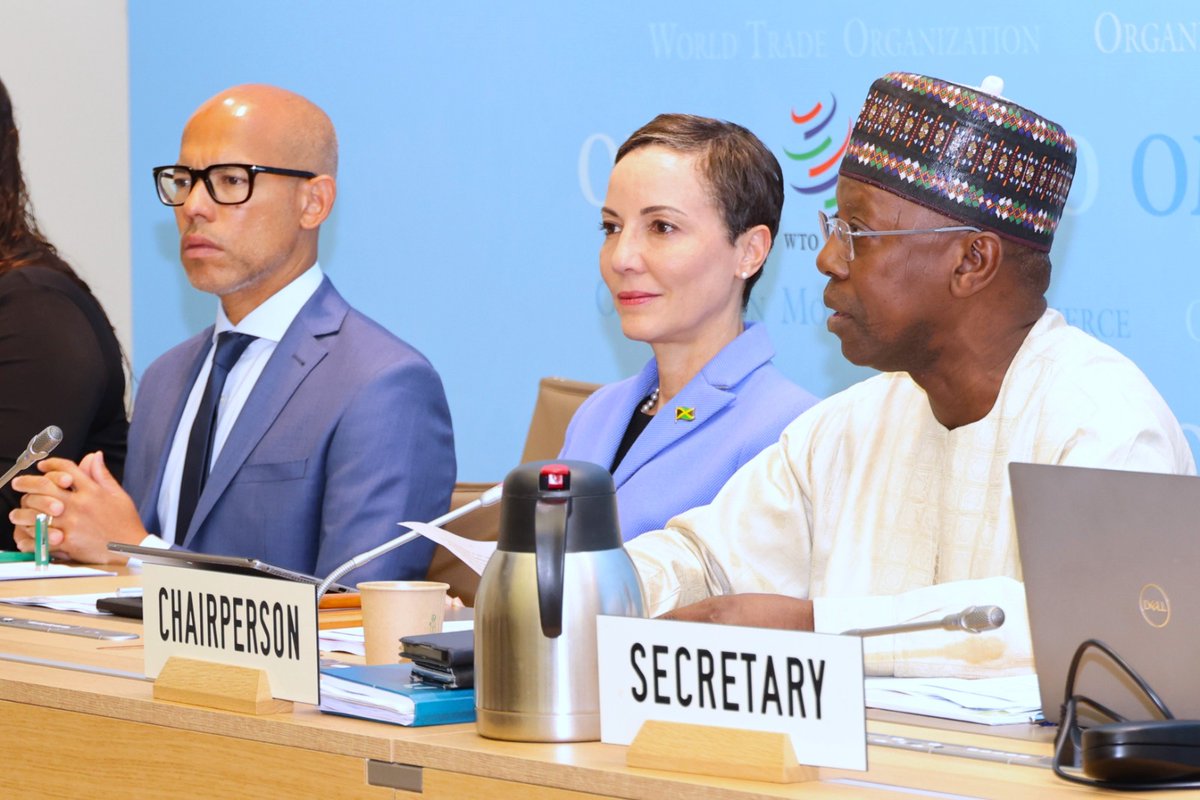 kaminajsmith's tweet photo. 1. It was an honour to present Jamaica's Fifth Trade Policy Review at @wto under the Chairmanship of H.E. Amb. Abdulhamid of Nigeria and H.E. Amb. Sanchez-Fung of the Dom. Rep as Discussant. We welcomed the interest of delegations having 28 countries participating in our opening session - a very positive demonstration of interest for this process!