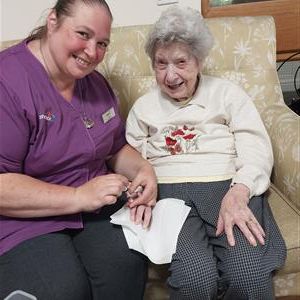 Carole enjoying her pamper session <a href="/AnchorLaterLife/">Anchor</a> #pamper #dementia #carehomes